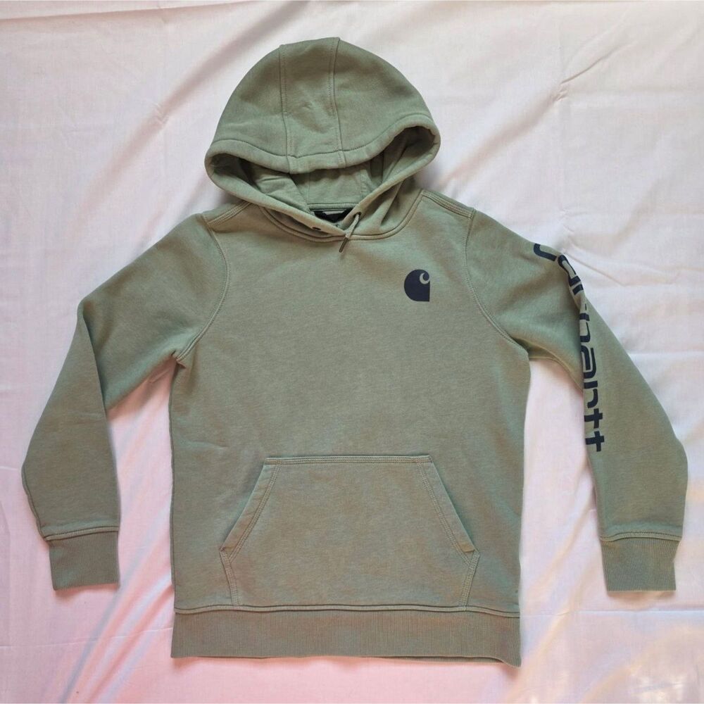 Carhartt 102791 Women's M Relaxed Fit Midweight Logo Sleeve Hoodie Green